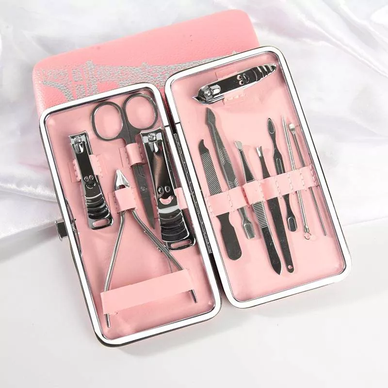 12pcs Cutter de unhas com bolsa PU