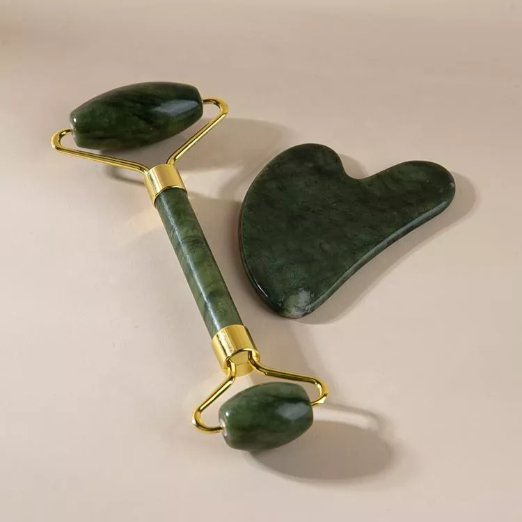 Conjunto personalizado de rolo de jade e Gua Sha