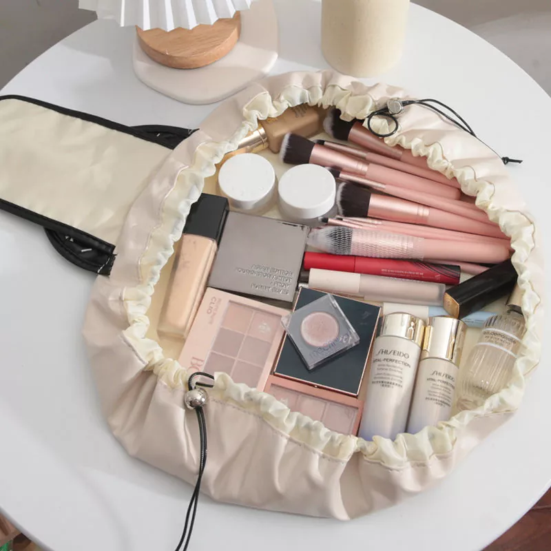 Bolsa de maquiagem cosmética de couro impermeável